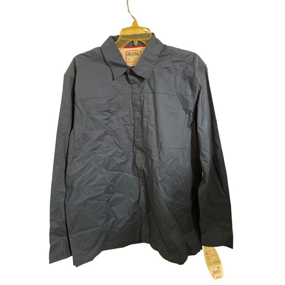 Men's Lake & Trail Long Sleeve Gray Shirt Size L Large